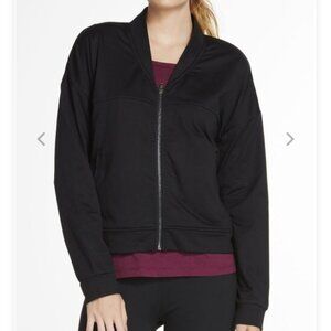 Fabletics xlarge Attis black pleated back black lightweight bomber jacket